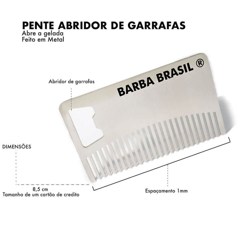 Pente de metal e abridor de garrafas - Barba Brasil - Produtos para Barba